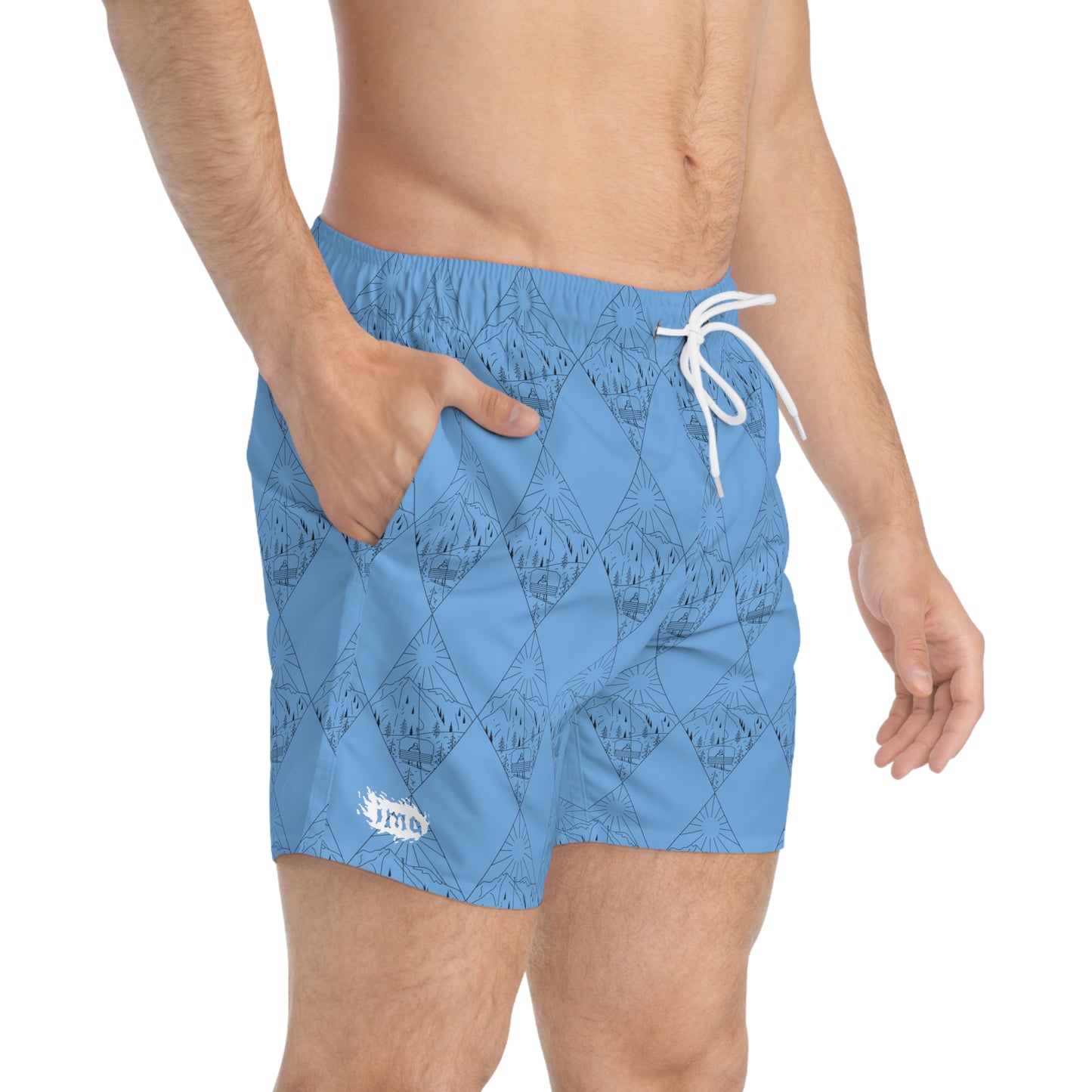 Blue Chairlift - blk - Swim Trunks (AOP)