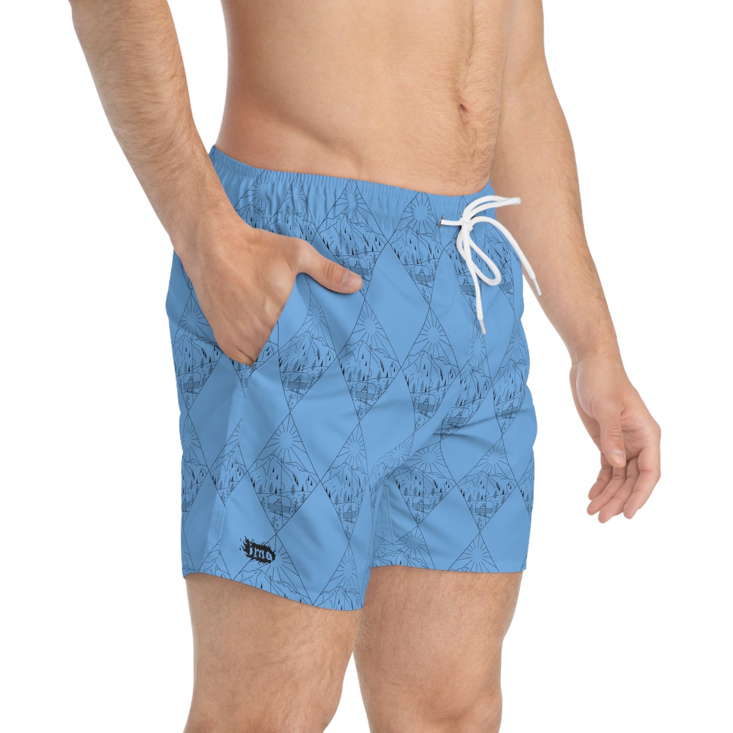 Light Blue Chairlift - blk - Swim Trunks (AOP)