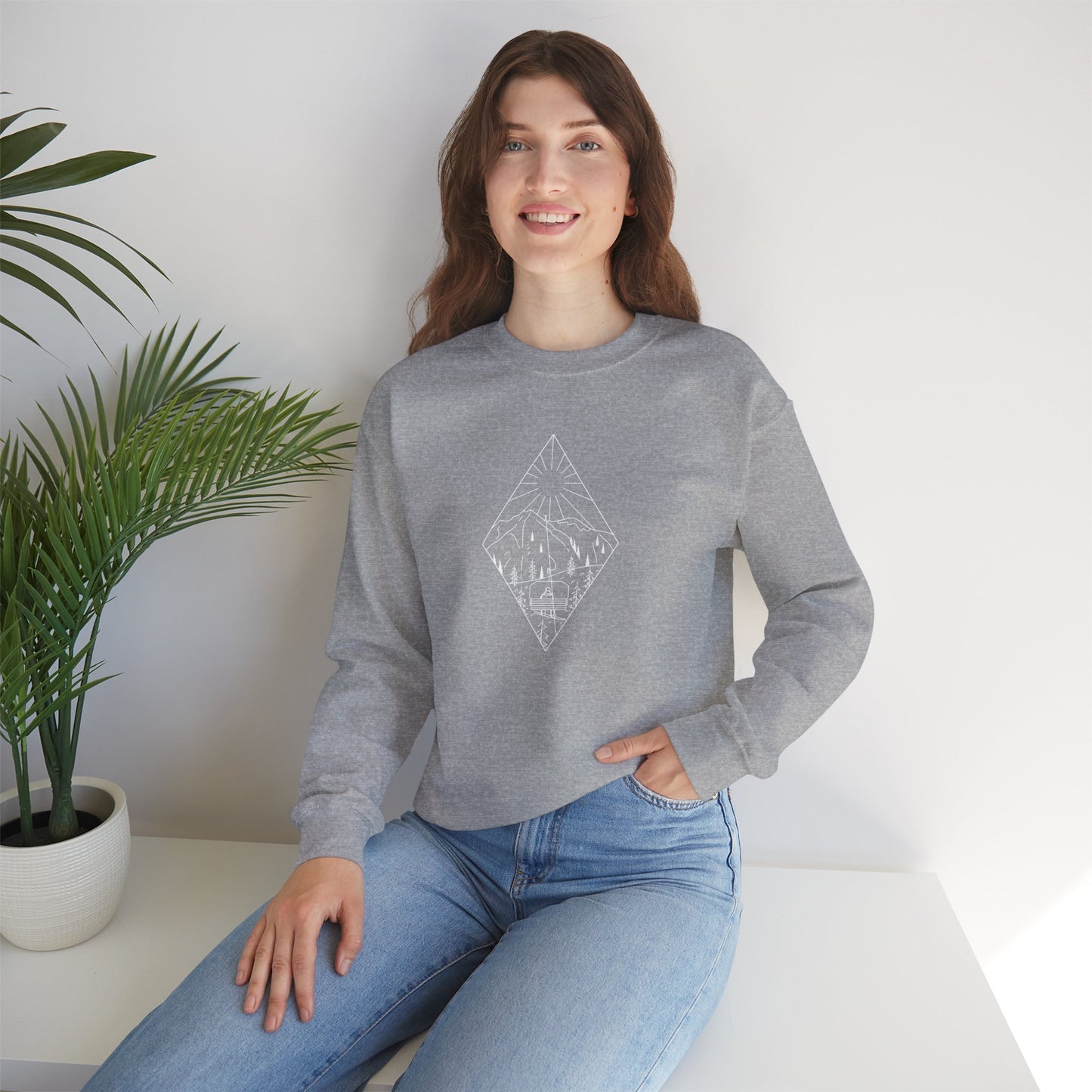Chairlift - wht - Unisex Heavy Blend™ Crewneck Sweatshirt