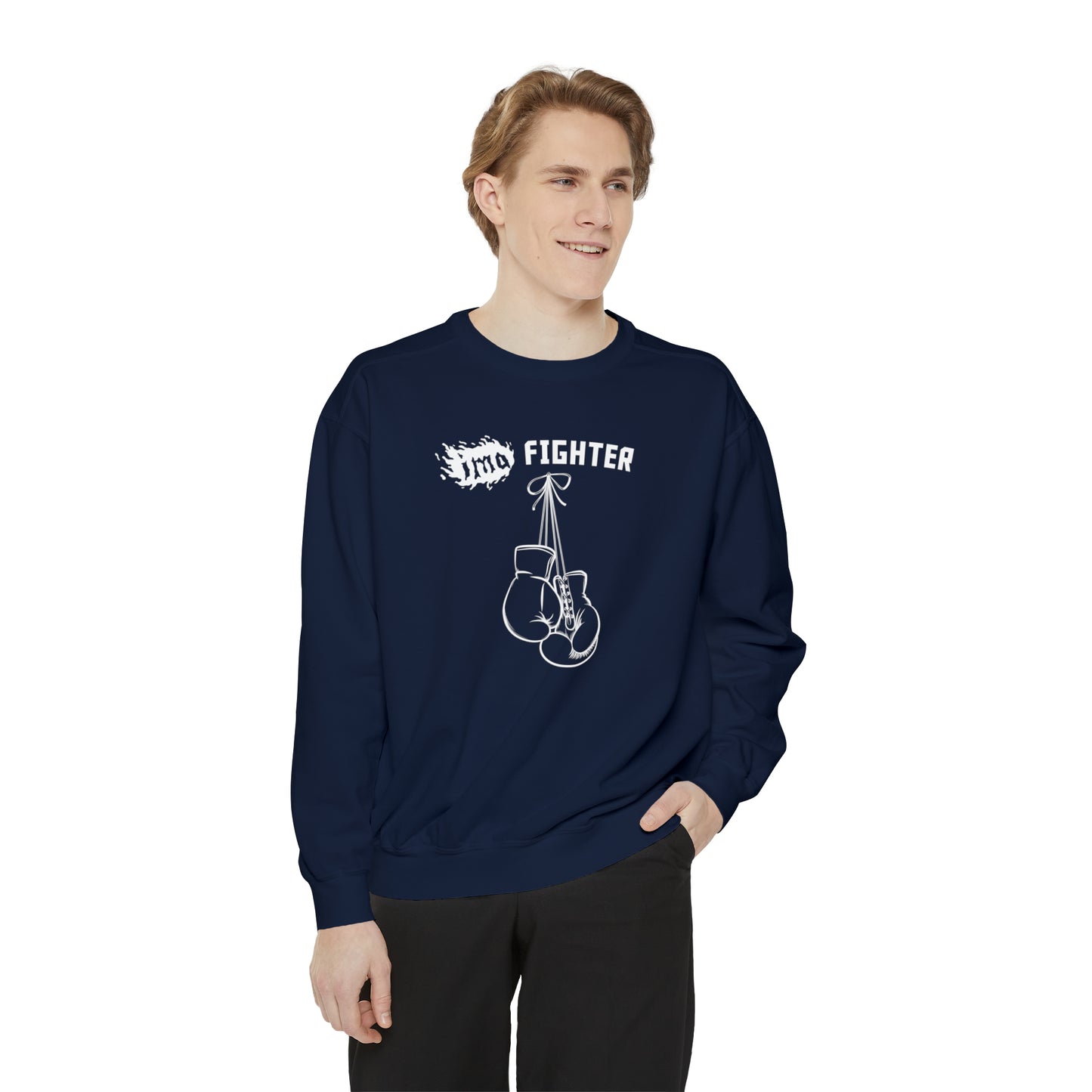 Fighter - logo - Unisex Garment-Dyed Sweatshirt
