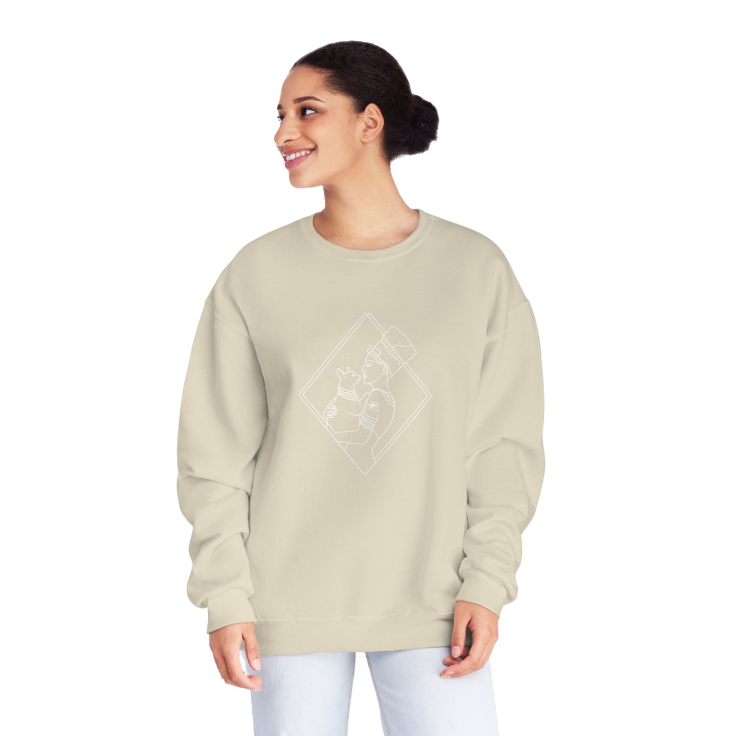 Cat Lady - Egyptian Queen - wht - Unisex NuBlend® Crewneck Sweatshirt