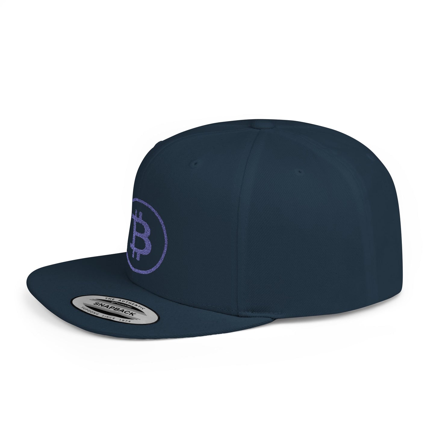 CRYPT-o-KEEPER - BTC blu- Flat Bill Snapback Cap | Trendy Hat for Outdoor Adventures, Western Events, Country Music Festivals, Everyday Style, Casual Wear