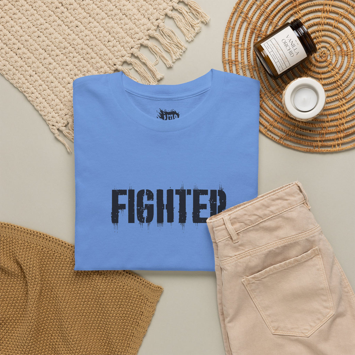 IMA Fighter – Periwinkle Stomach Cancer Awareness Text Tee