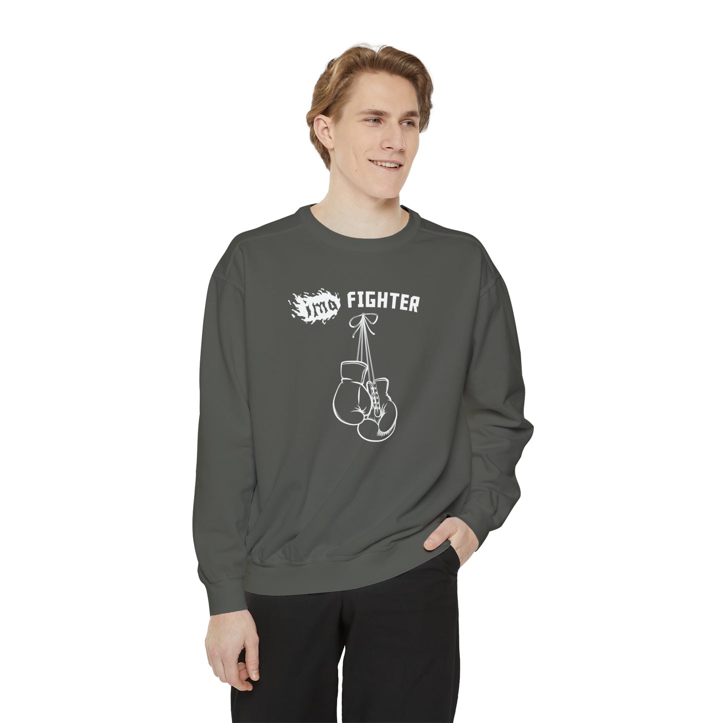 Fighter - logo - Unisex Garment-Dyed Sweatshirt