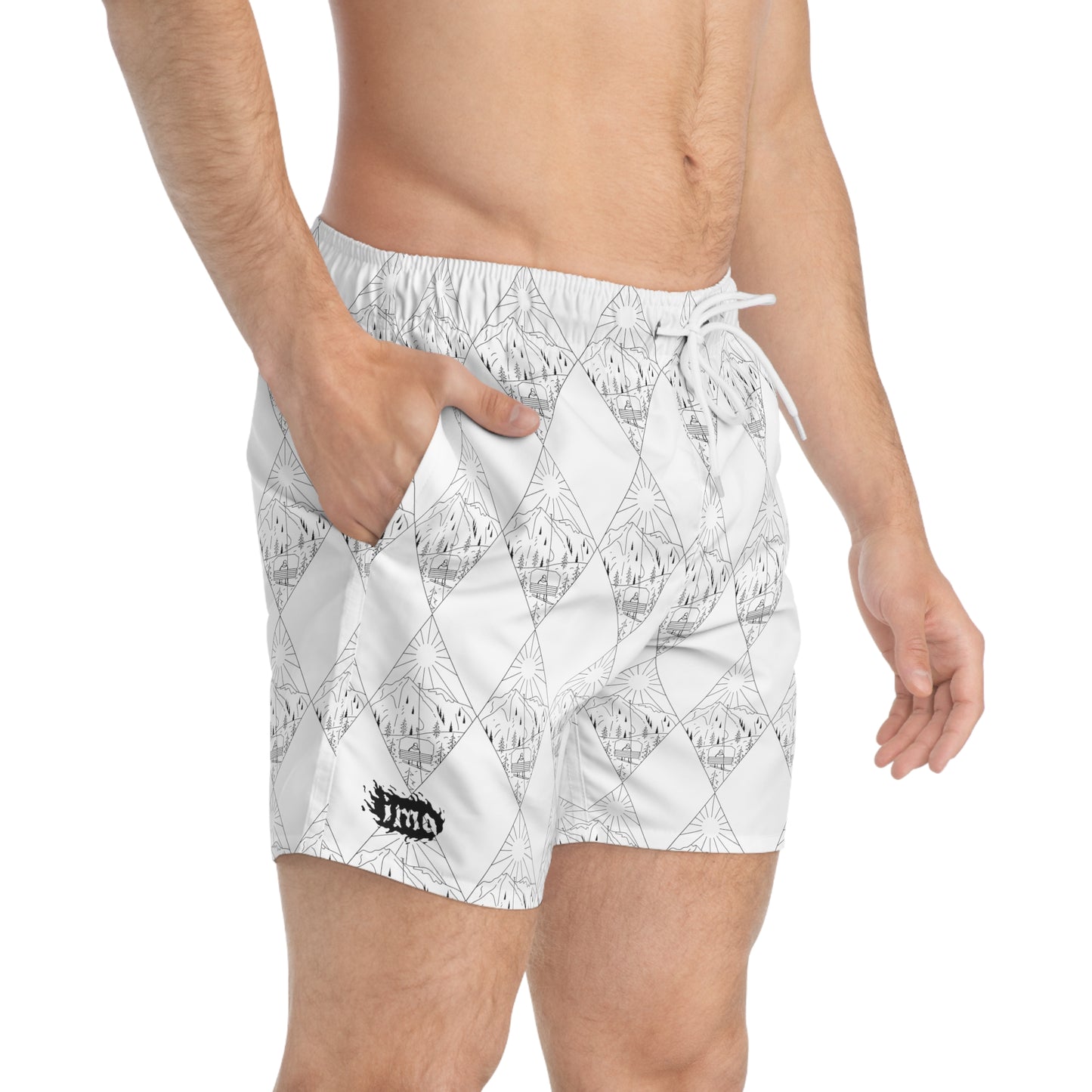 White Chairlift - blk - Swim Trunks (AOP)