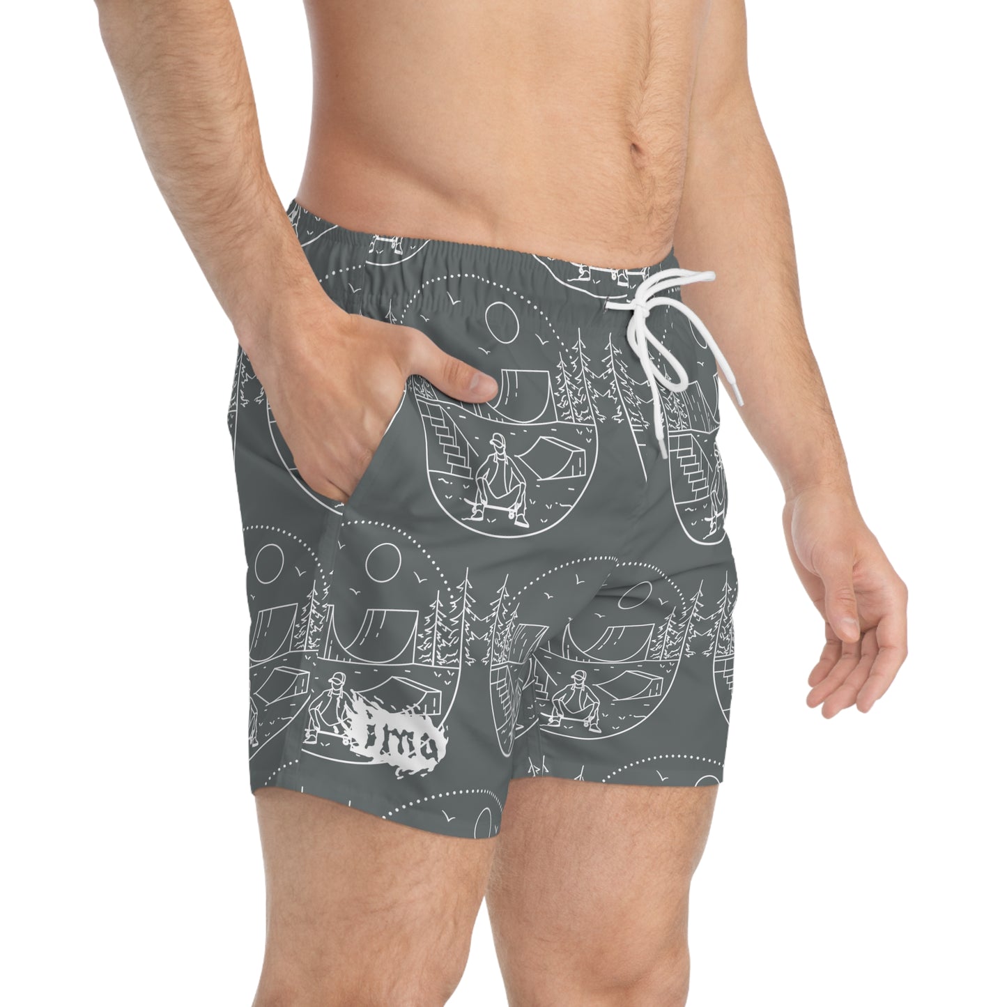 Skater - wht - Swim Trunks (AOP)