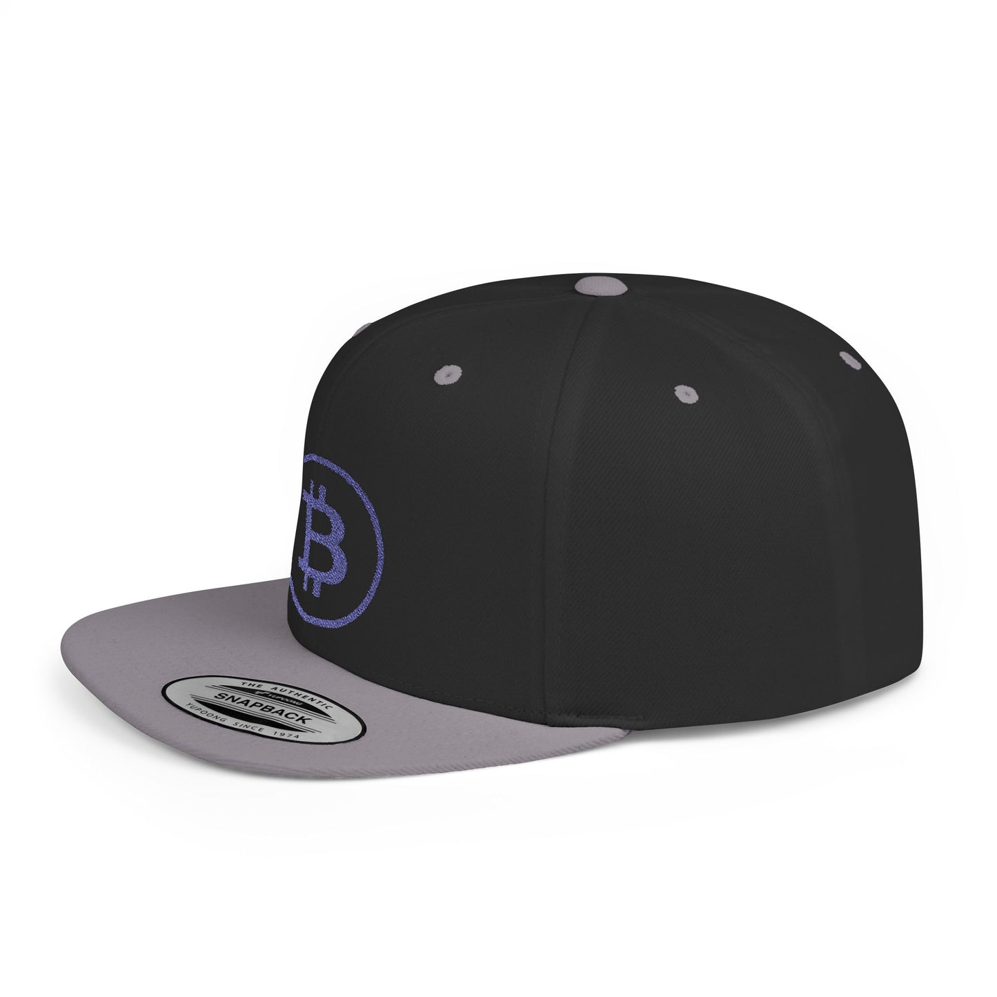CRYPT-o-KEEPER - BTC blu- Flat Bill Snapback Cap | Trendy Hat for Outdoor Adventures, Western Events, Country Music Festivals, Everyday Style, Casual Wear