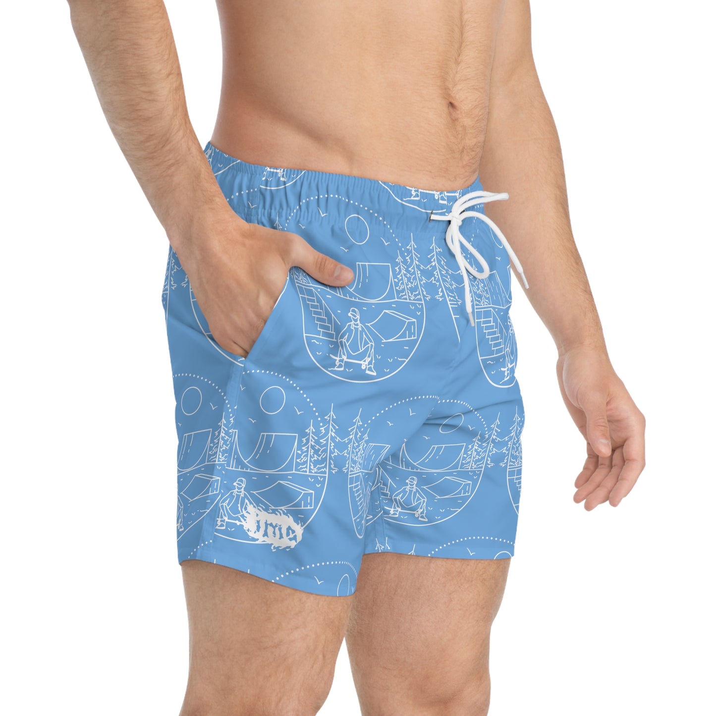 Skater - wht - Swim Trunks (AOP)