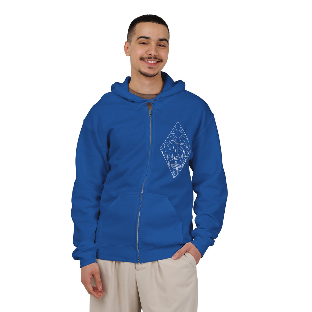 Chairlift - wht - Unisex Heavy Blend™ Full Zip Hooded Sweatshirt