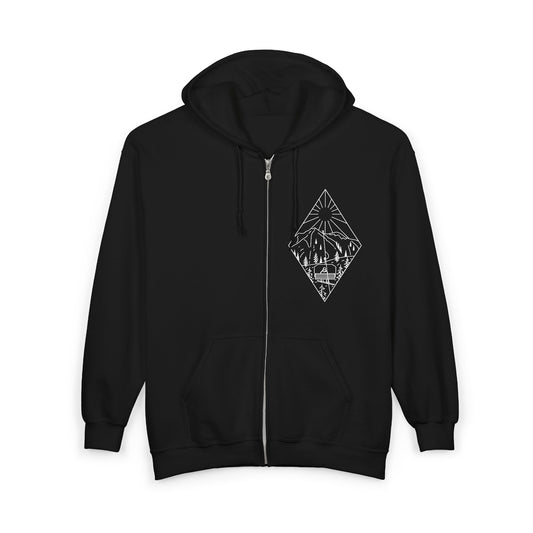 Chairlift - wht - Unisex Heavy Blend™ Full Zip Hooded Sweatshirt