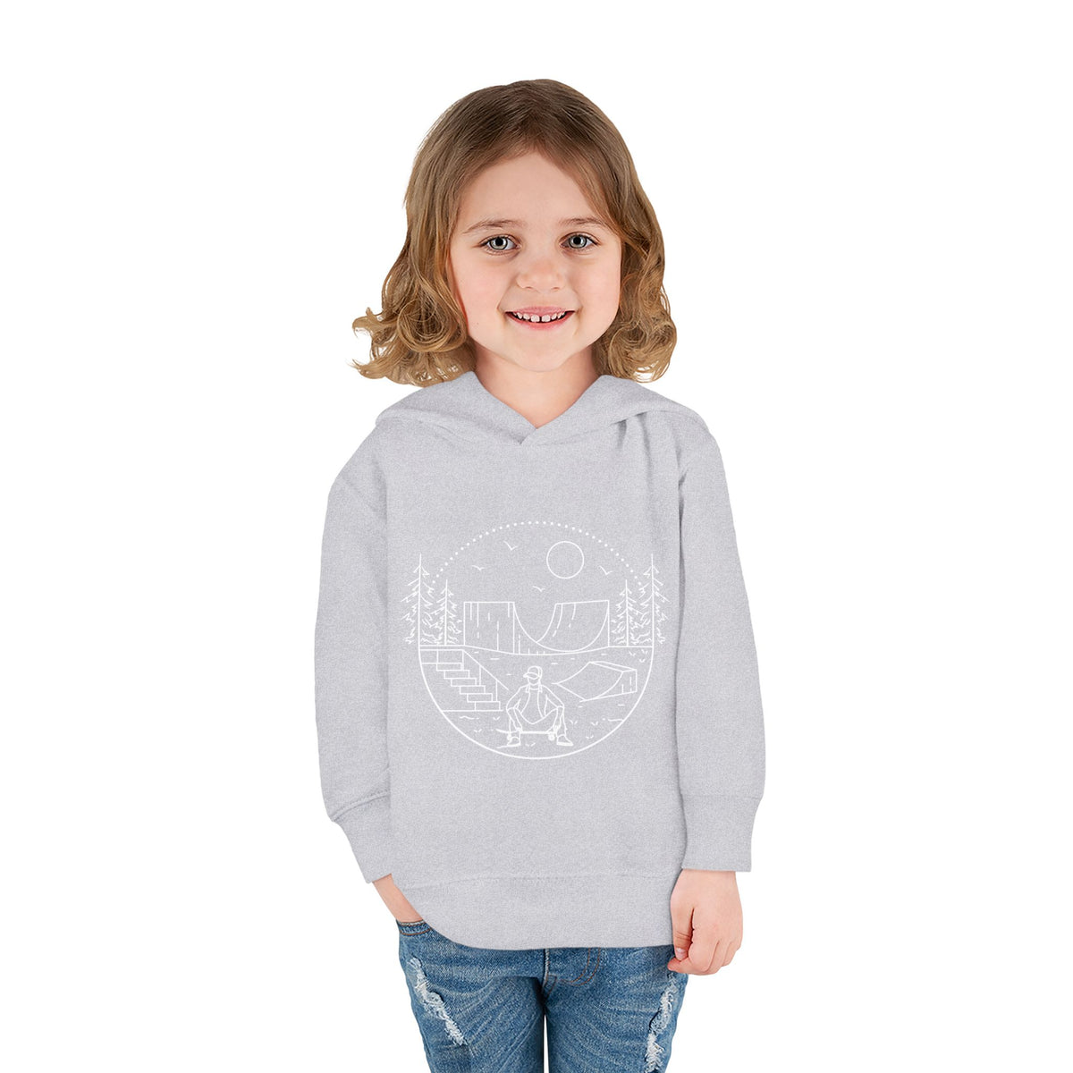 Skater - wht - Toddler Pullover Fleece Hoodie