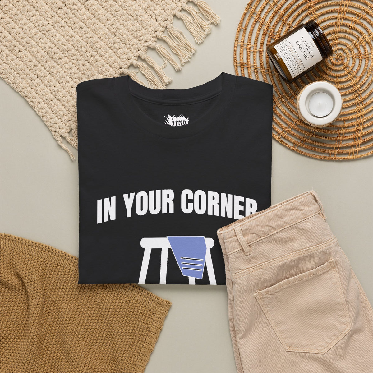 IMA Supporter – In Your Corner – Black/White – Periwinkle Stomach Cancer Awareness Tee