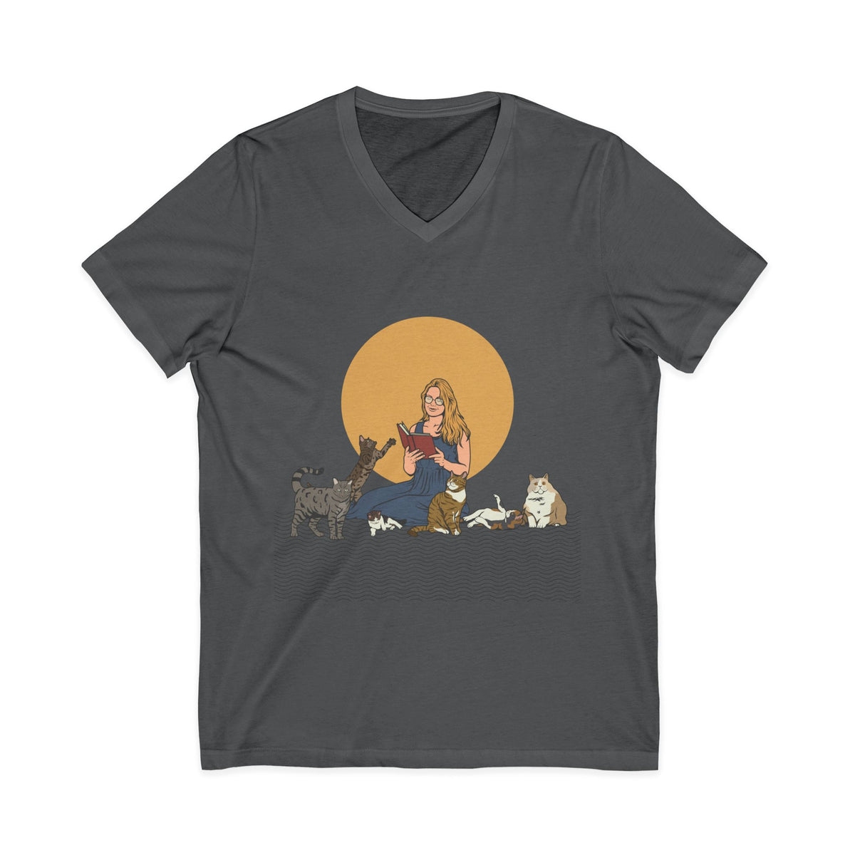 Cat Lady Blonde - Unisex Jersey Short Sleeve V-Neck Tee