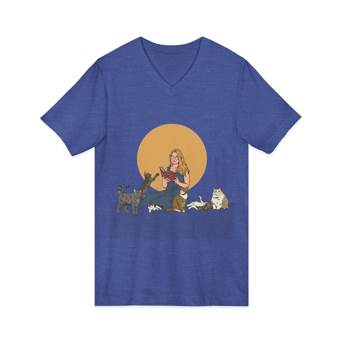 Cat Lady Blonde - Unisex Jersey Short Sleeve V-Neck Tee