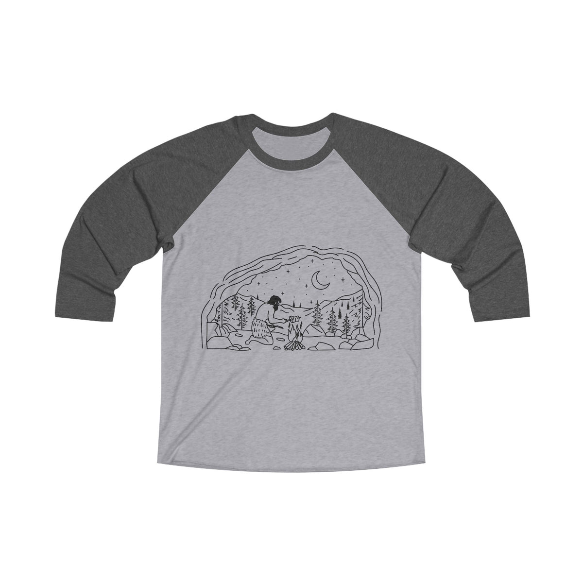 Caveman - blk - Unisex Tri-Blend 3/4 Raglan Tee