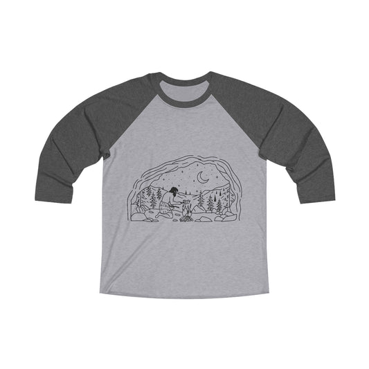 Caveman - blk - Unisex Tri-Blend 3/4 Raglan Tee