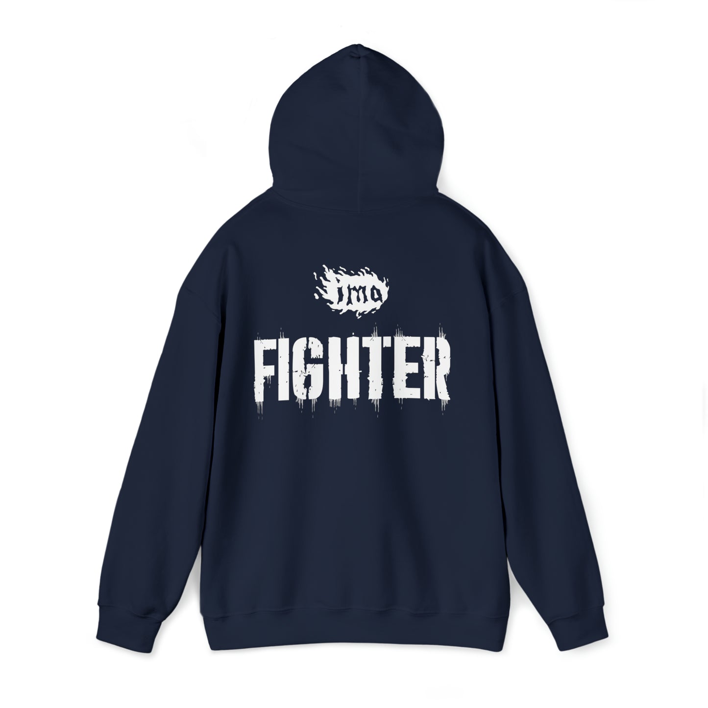 Fighter lrg - txt - wht - Unisex Heavy Blend™ Hooded Sweatshirt