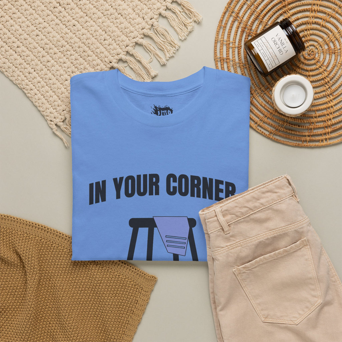IMA Supporter – In Your Corner – Black/White – Periwinkle Stomach Cancer Awareness Tee