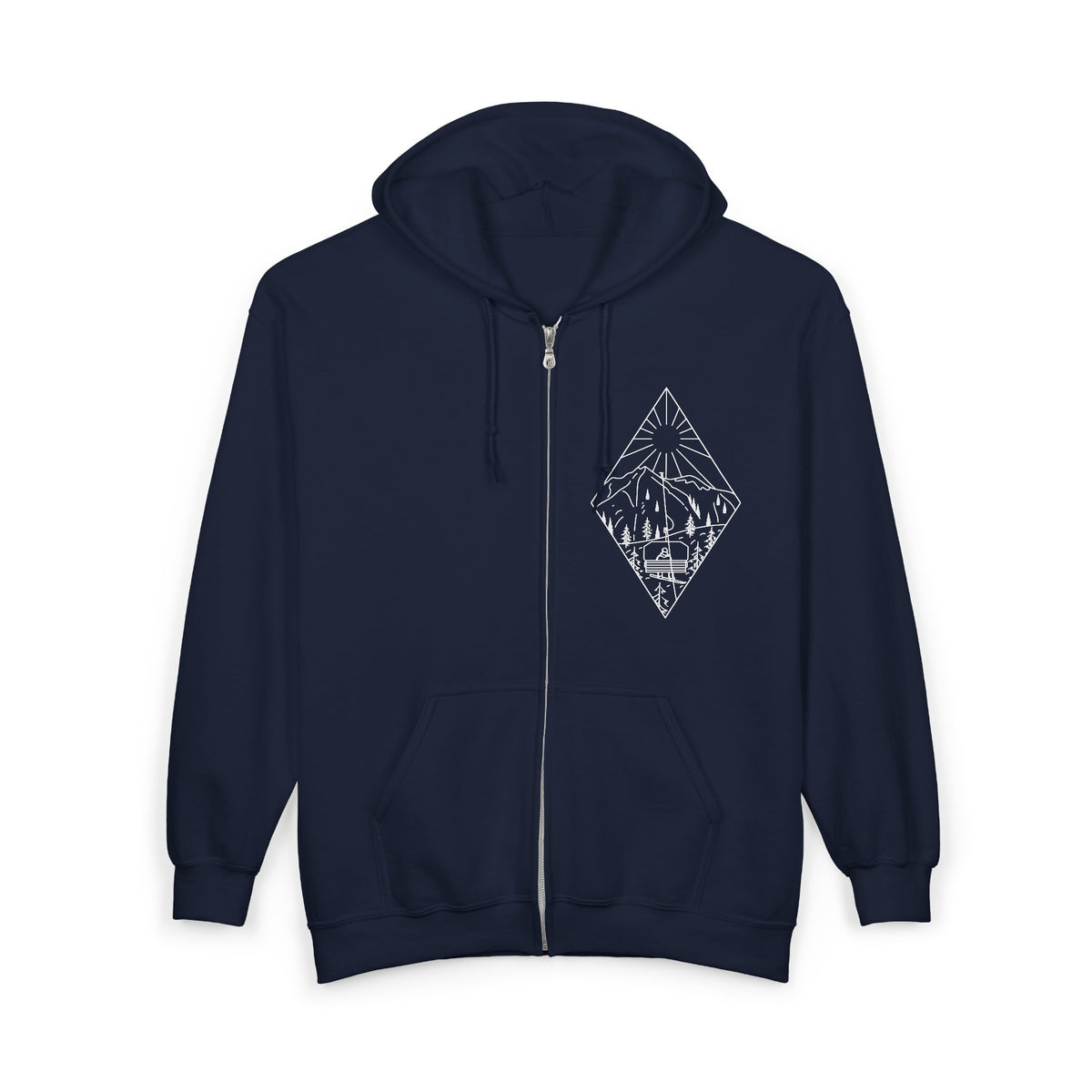 Chairlift - wht - Unisex Heavy Blend™ Full Zip Hooded Sweatshirt