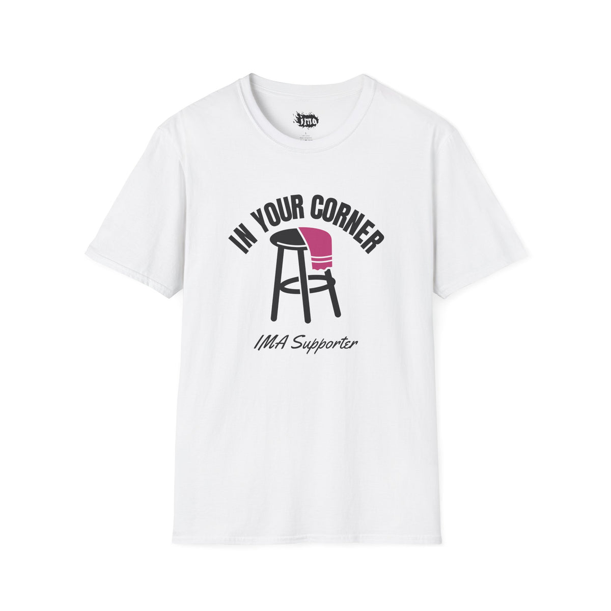 IMA Supporter – In Your Corner Unisex Tee – White/Light Pink