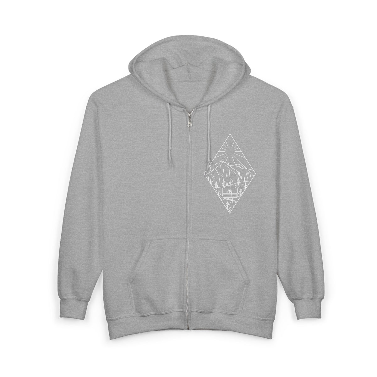 Chairlift - wht - Unisex Heavy Blend™ Full Zip Hooded Sweatshirt