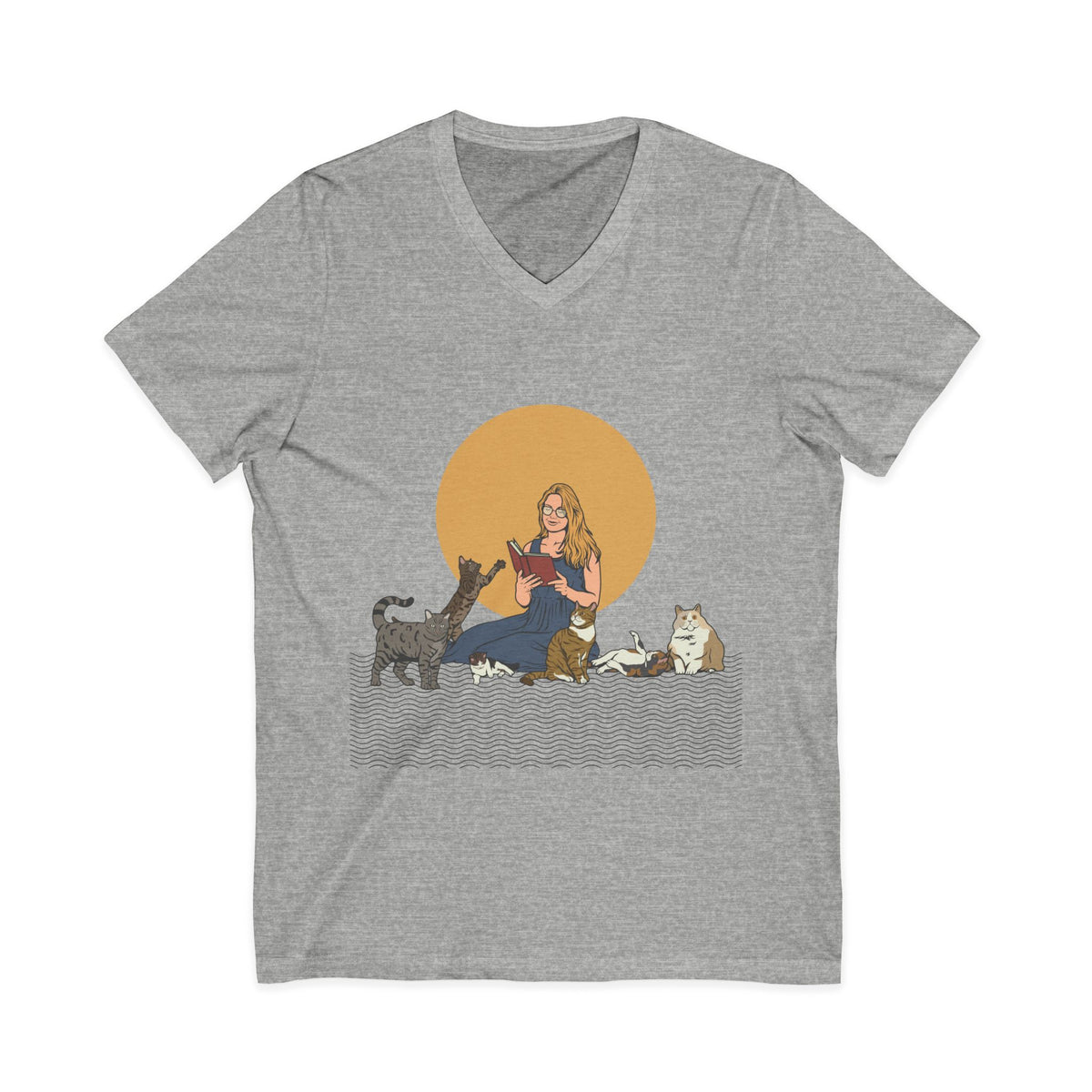 Cat Lady Blonde - Unisex Jersey Short Sleeve V-Neck Tee