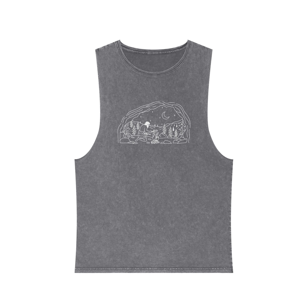 Caveman - wht - Unisex Stonewash Tank Top