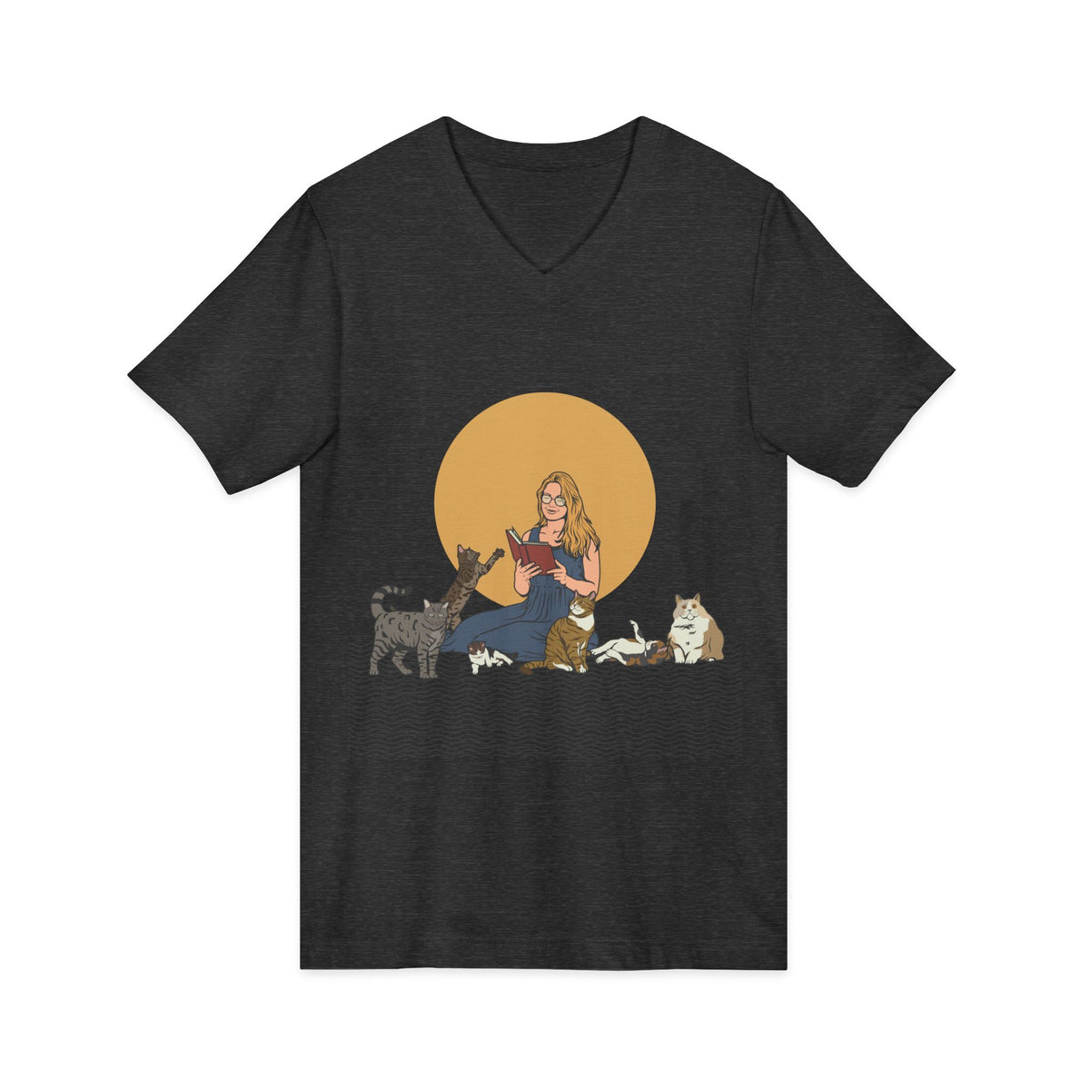 Cat Lady Blonde - Unisex Jersey Short Sleeve V-Neck Tee