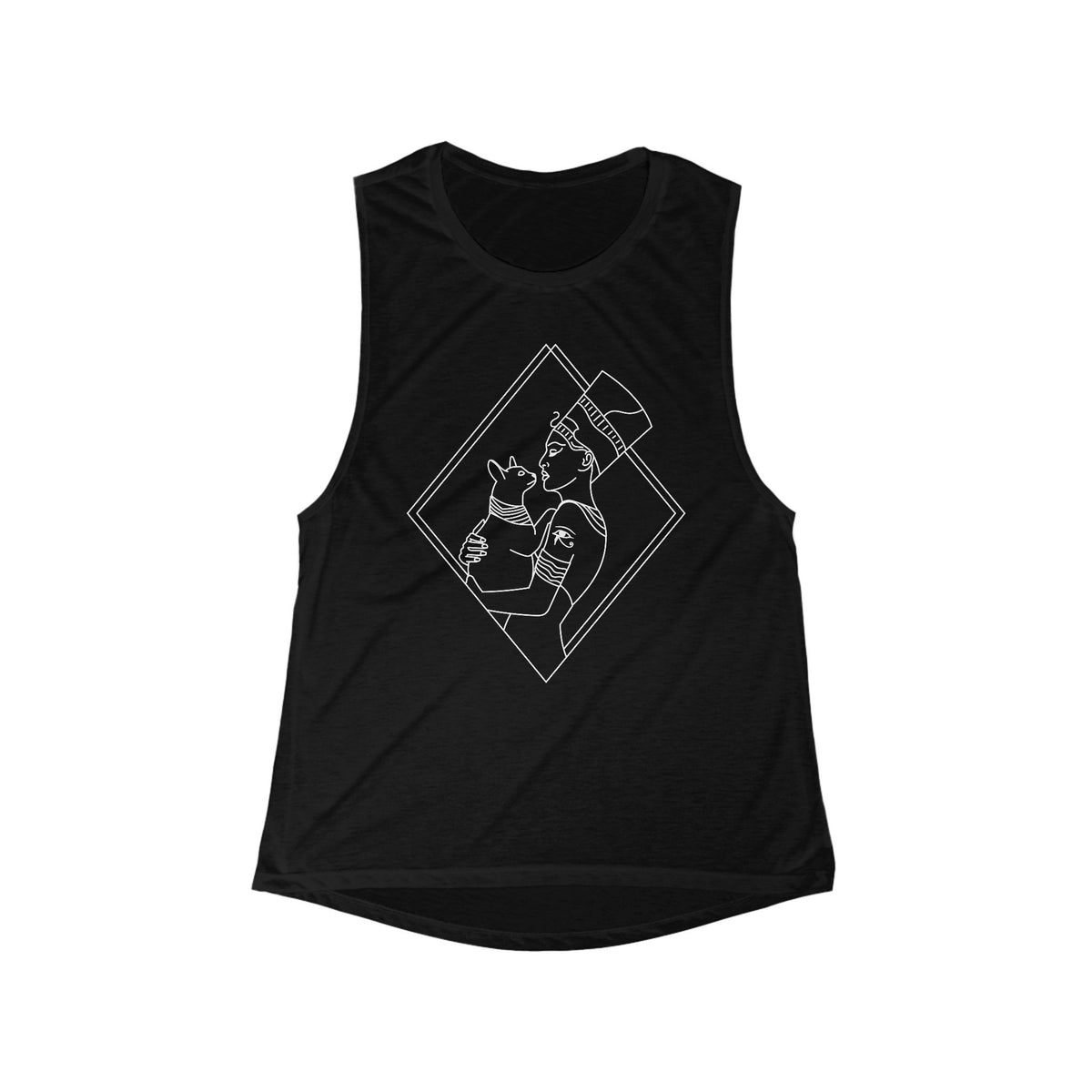 Cat Lady - Egyptian Queen - wht - Women's Flowy Scoop Muscle Tank