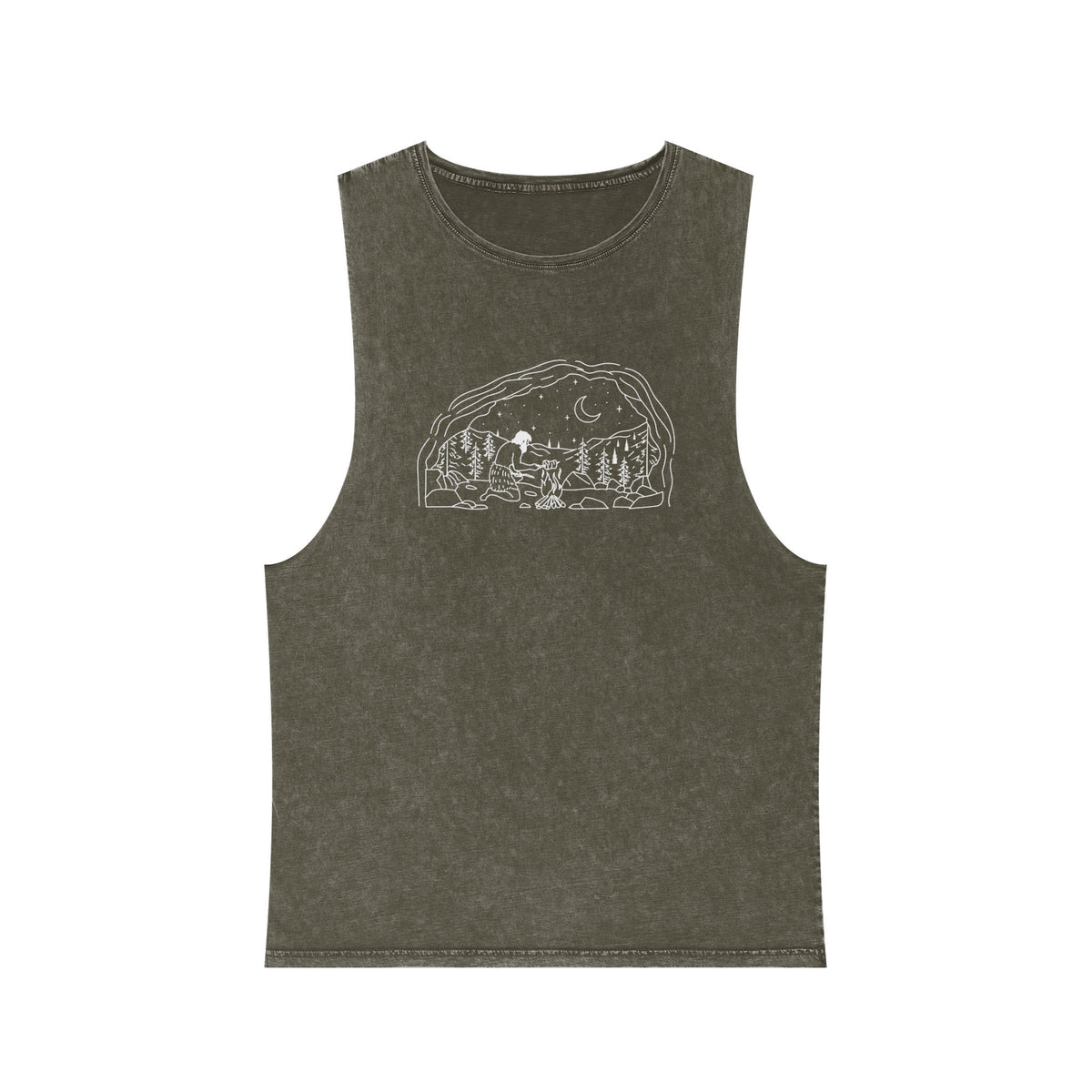 Caveman - wht - Unisex Stonewash Tank Top