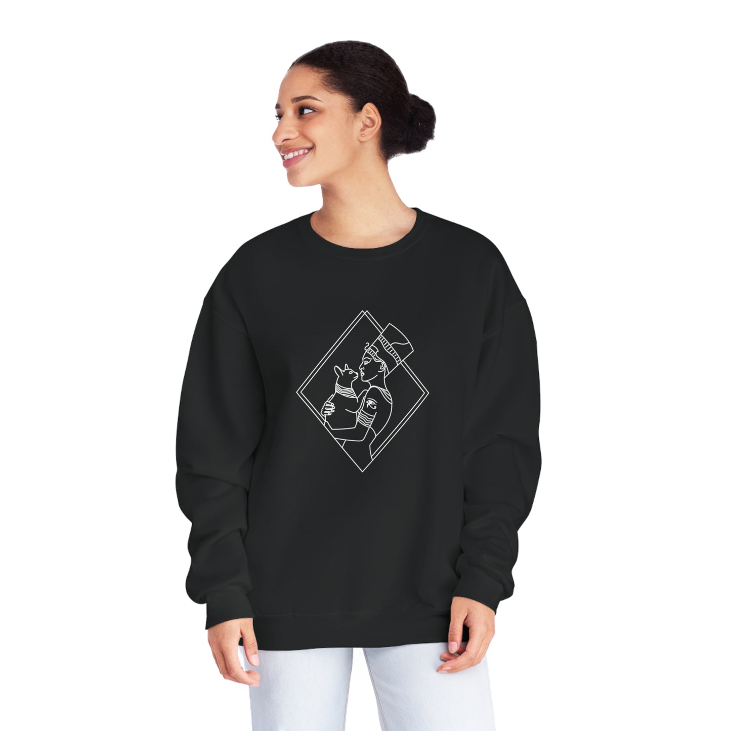 Cat Lady - Egyptian Queen - wht - Unisex NuBlend® Crewneck Sweatshirt