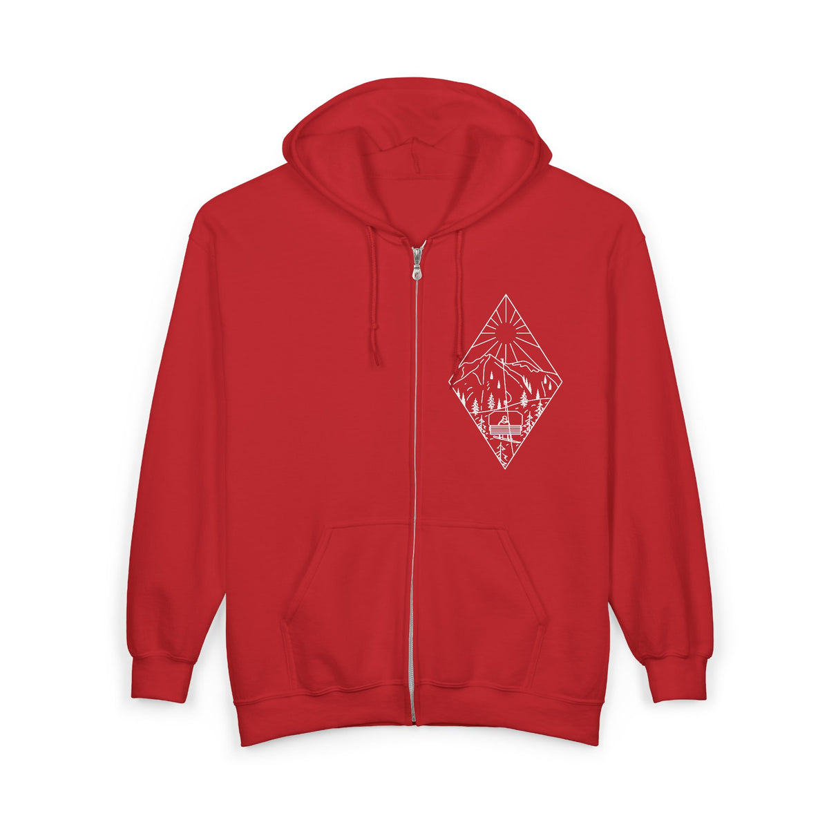 Chairlift - wht - Unisex Heavy Blend™ Full Zip Hooded Sweatshirt