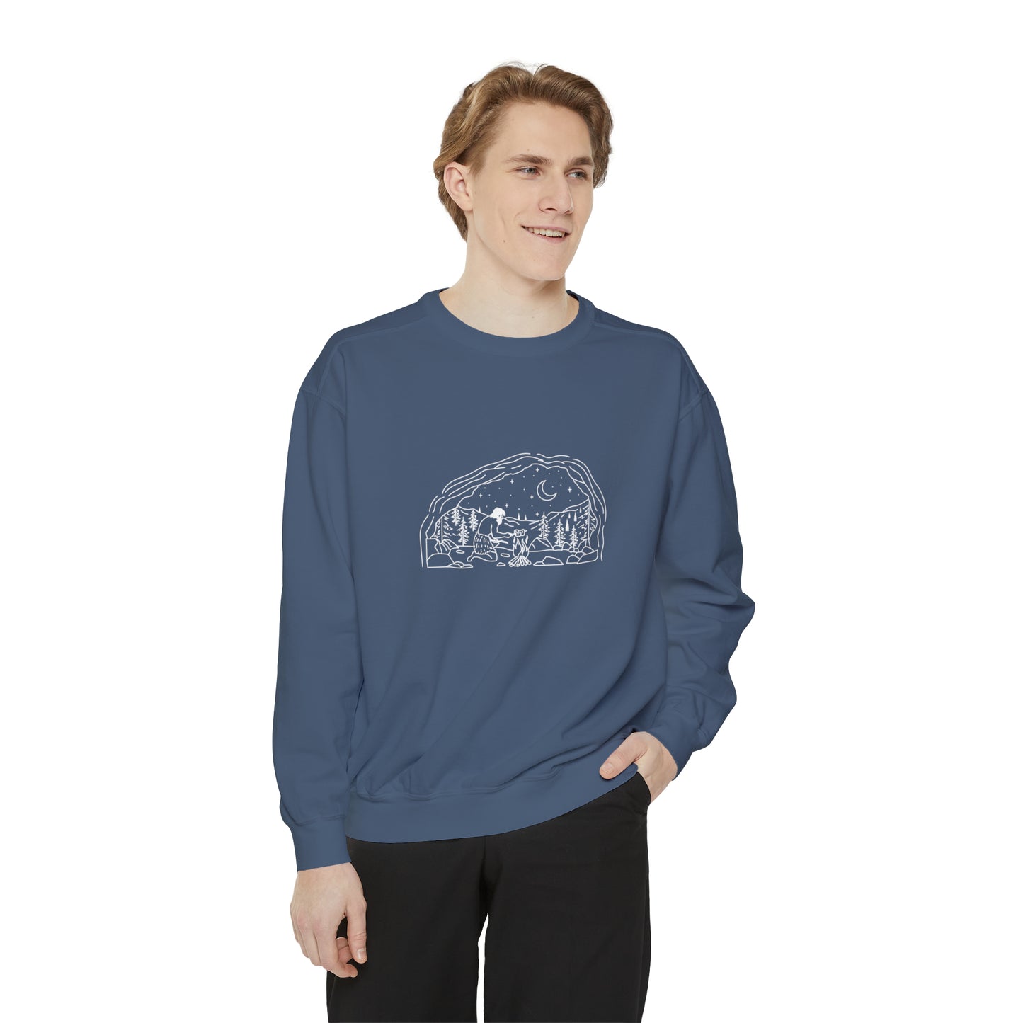 Caveman - wht - Unisex Garment-Dyed Sweatshirt