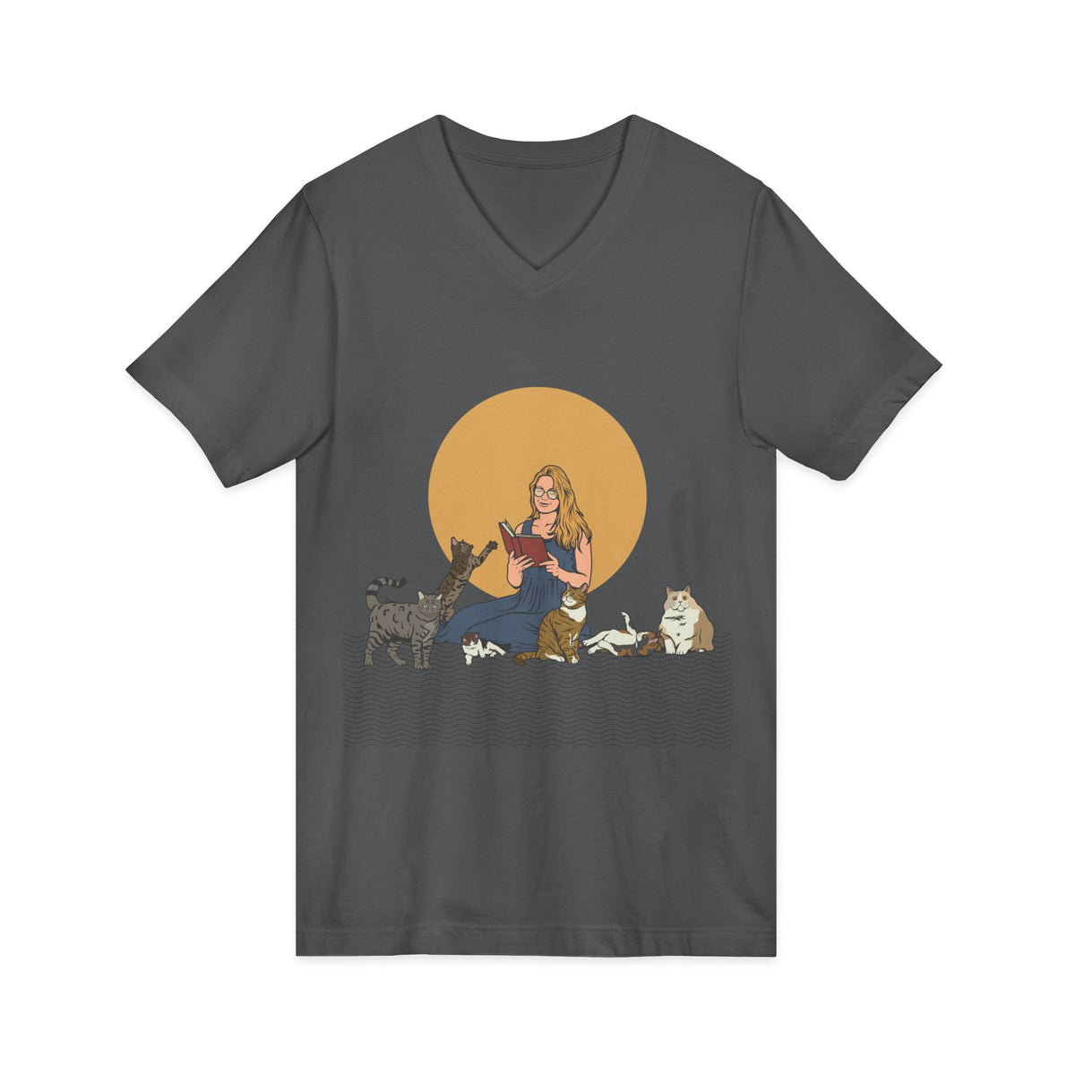 Cat Lady Blonde - Unisex Jersey Short Sleeve V-Neck Tee