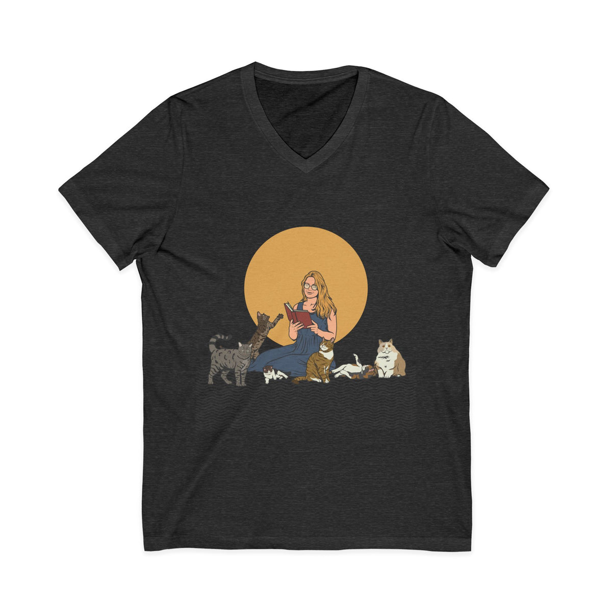 Cat Lady Blonde - Unisex Jersey Short Sleeve V-Neck Tee