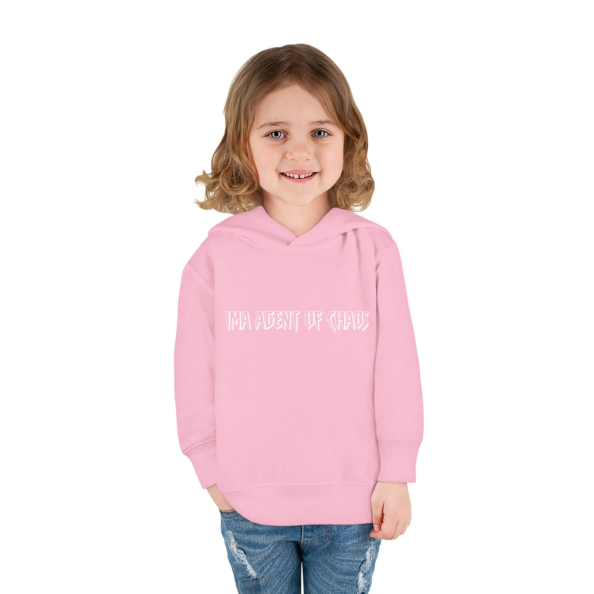 Agent of Chaos Toddler Fleece Hoodie - White Text