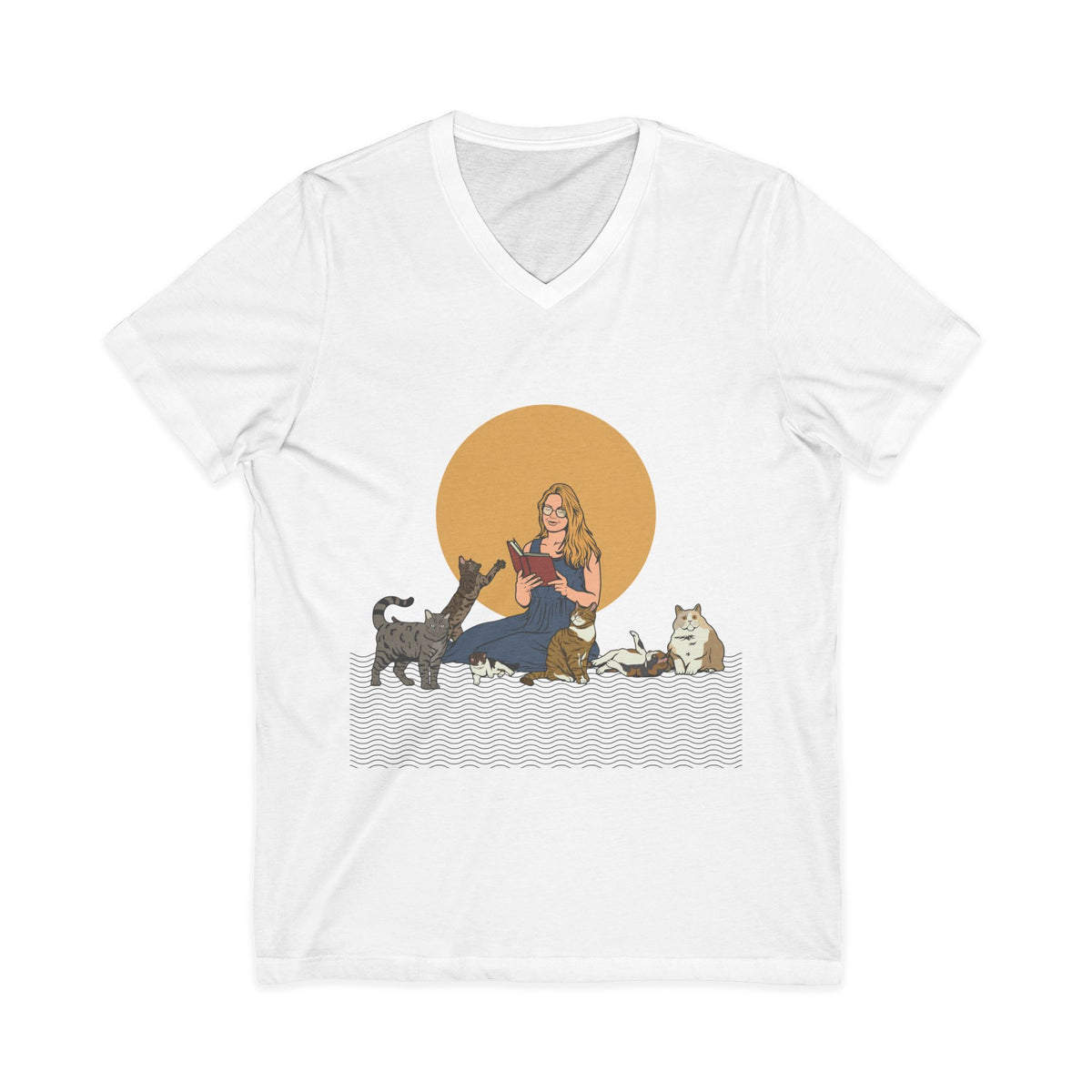 Cat Lady Blonde - Unisex Jersey Short Sleeve V-Neck Tee