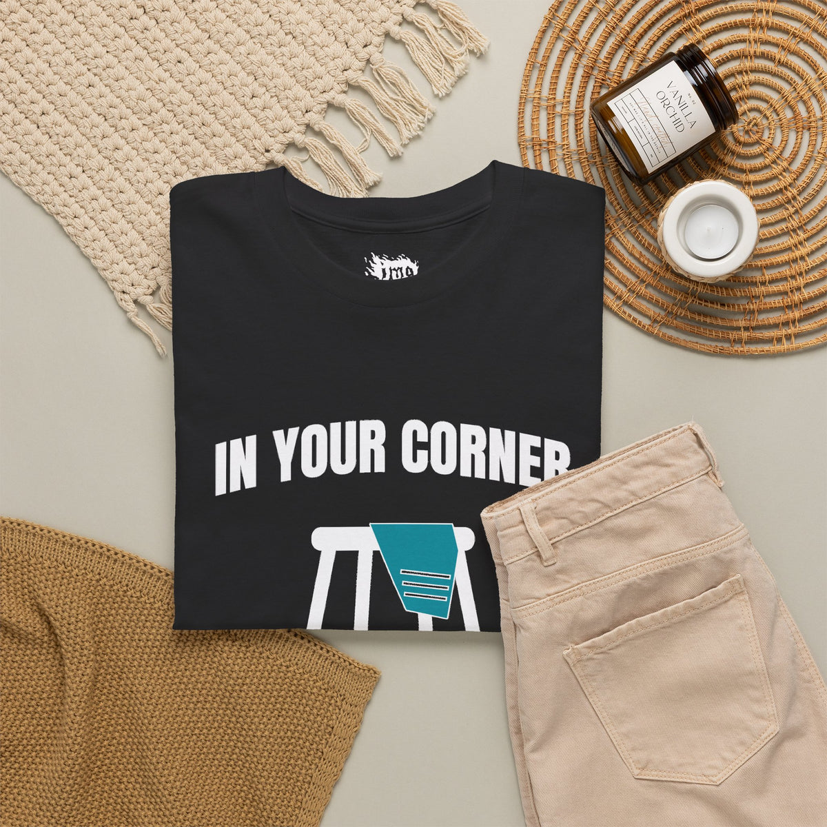 IMA Supporter – In Your Corner – Black/White – Teal Cervical Cancer Awareness Tee