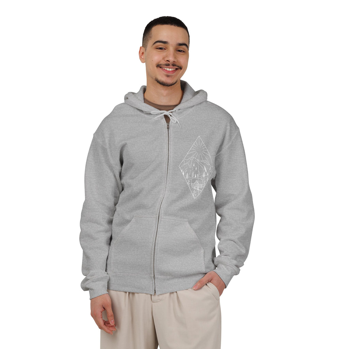 Chairlift - wht - Unisex Heavy Blend™ Full Zip Hooded Sweatshirt