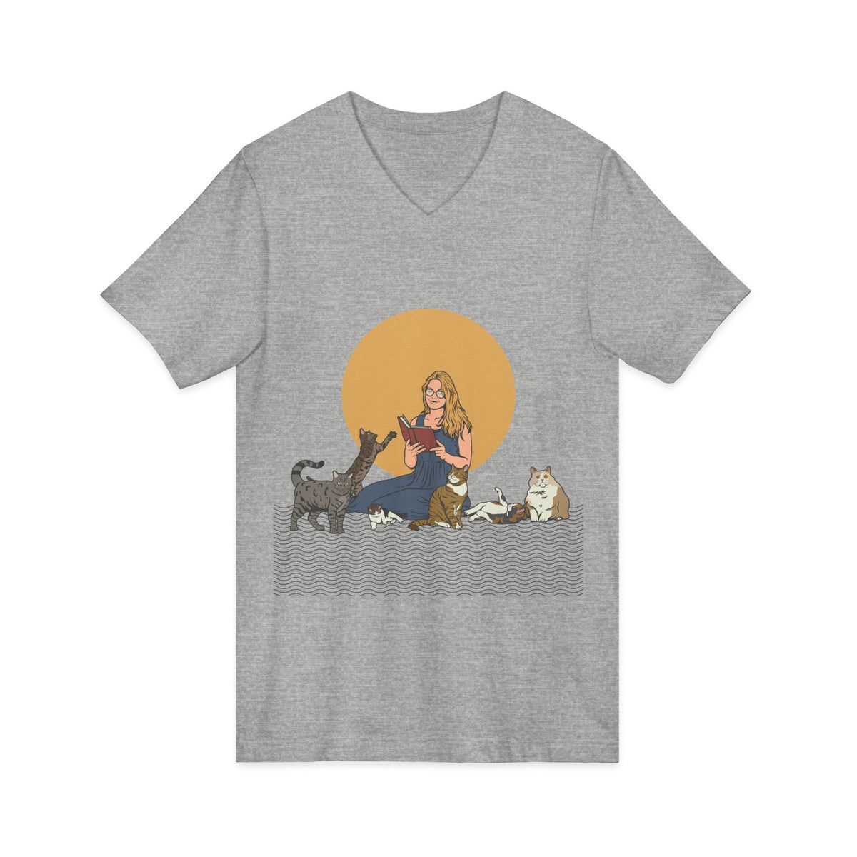 Cat Lady Blonde - Unisex Jersey Short Sleeve V-Neck Tee