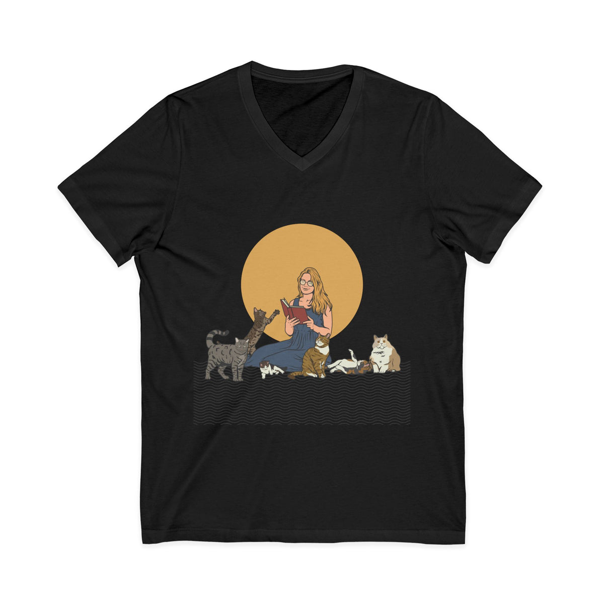 Cat Lady Blonde - Unisex Jersey Short Sleeve V-Neck Tee