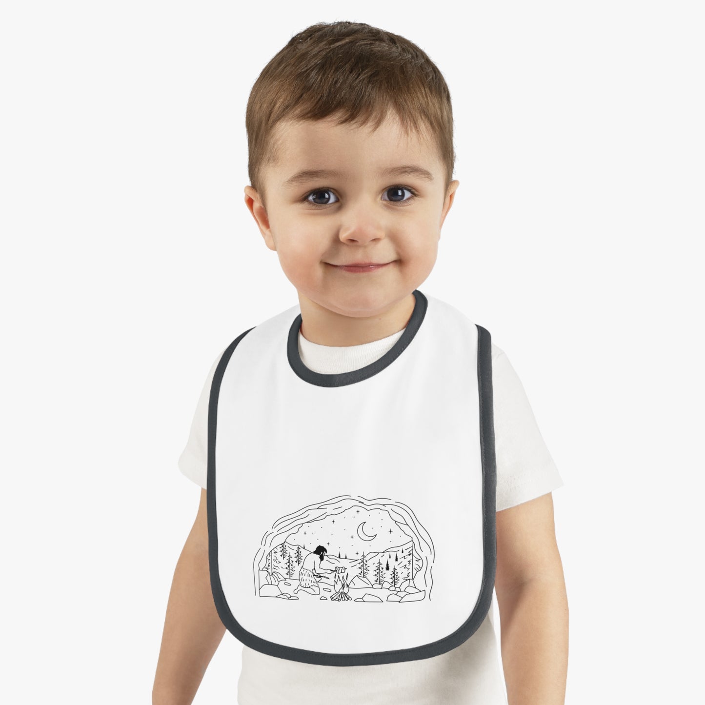 Caveman - blk - Baby Contrast Trim Jersey Bib