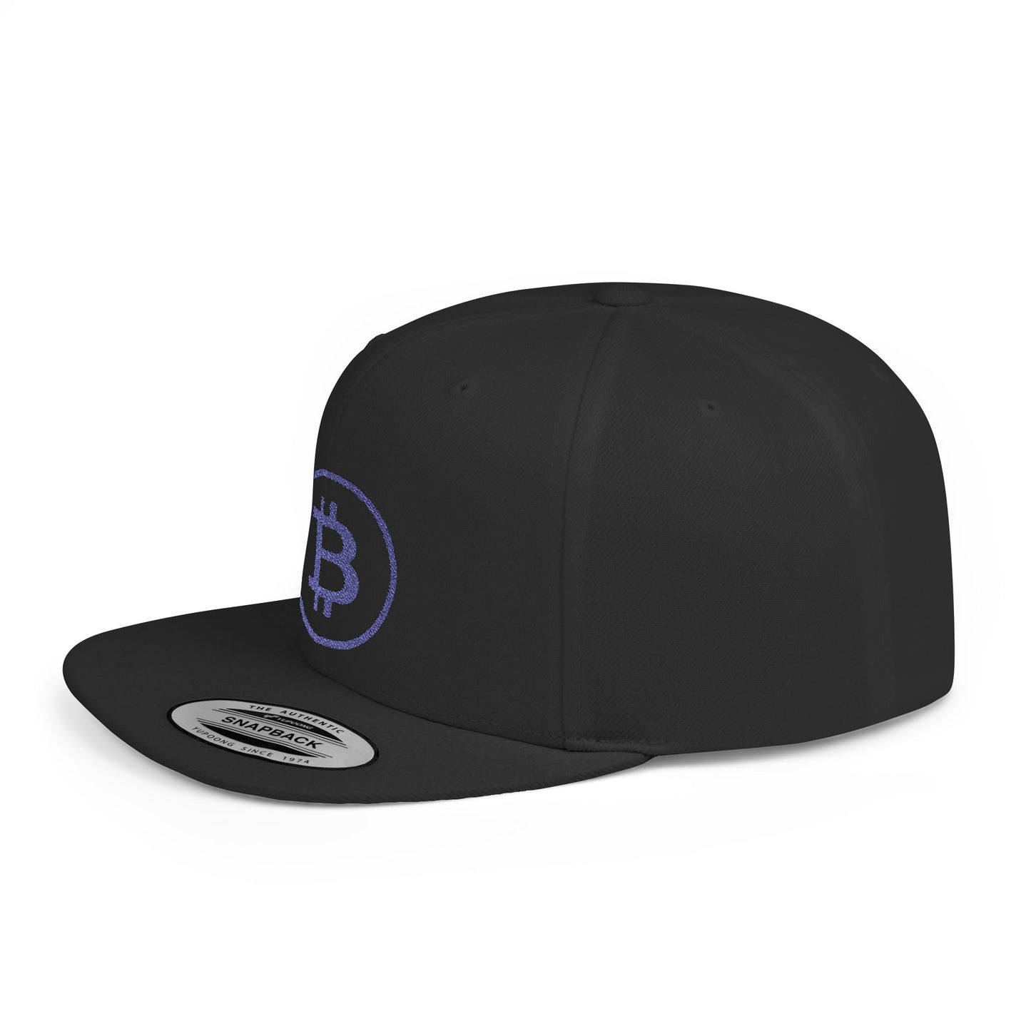 CRYPT-o-KEEPER - BTC blu- Flat Bill Snapback Cap | Trendy Hat for Outdoor Adventures, Western Events, Country Music Festivals, Everyday Style, Casual Wear