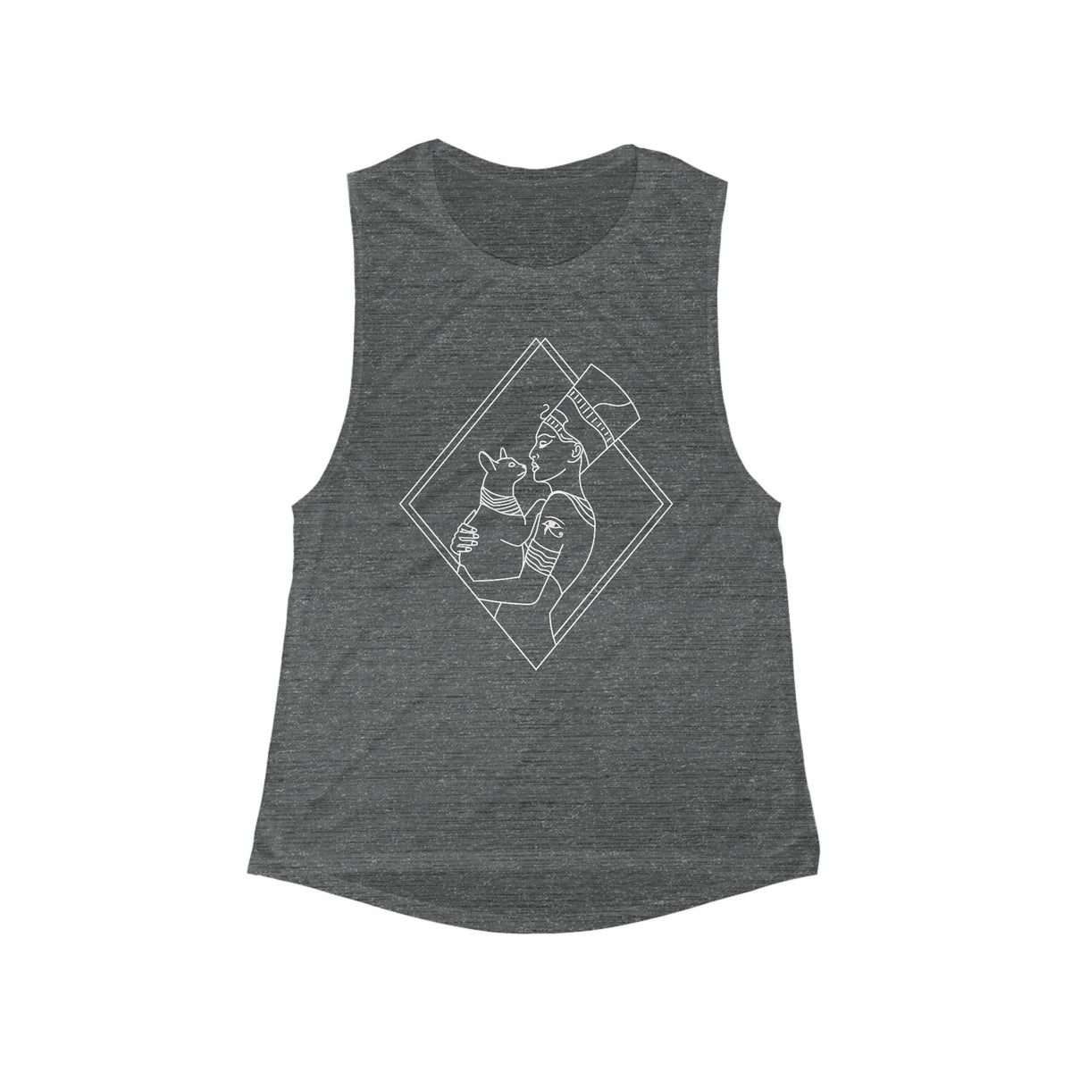 Cat Lady - Egyptian Queen - wht - Women's Flowy Scoop Muscle Tank