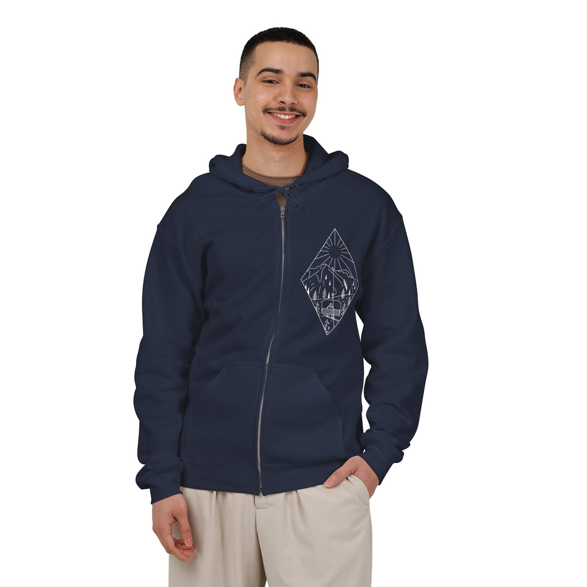 Chairlift - wht - Unisex Heavy Blend™ Full Zip Hooded Sweatshirt