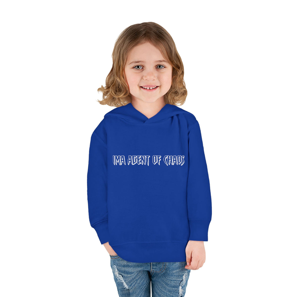 Agent of Chaos Toddler Fleece Hoodie - White Text