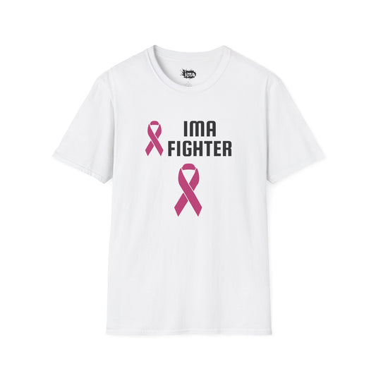 IMA Fighter – Pink Ribbon Unisex Tee – White/Light Pink