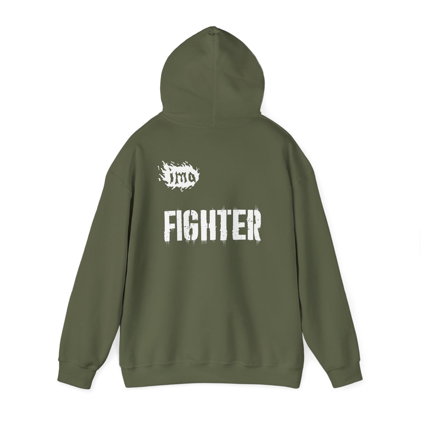 Fighter lrg - txt - wht - Unisex Heavy Blend™ Hooded Sweatshirt