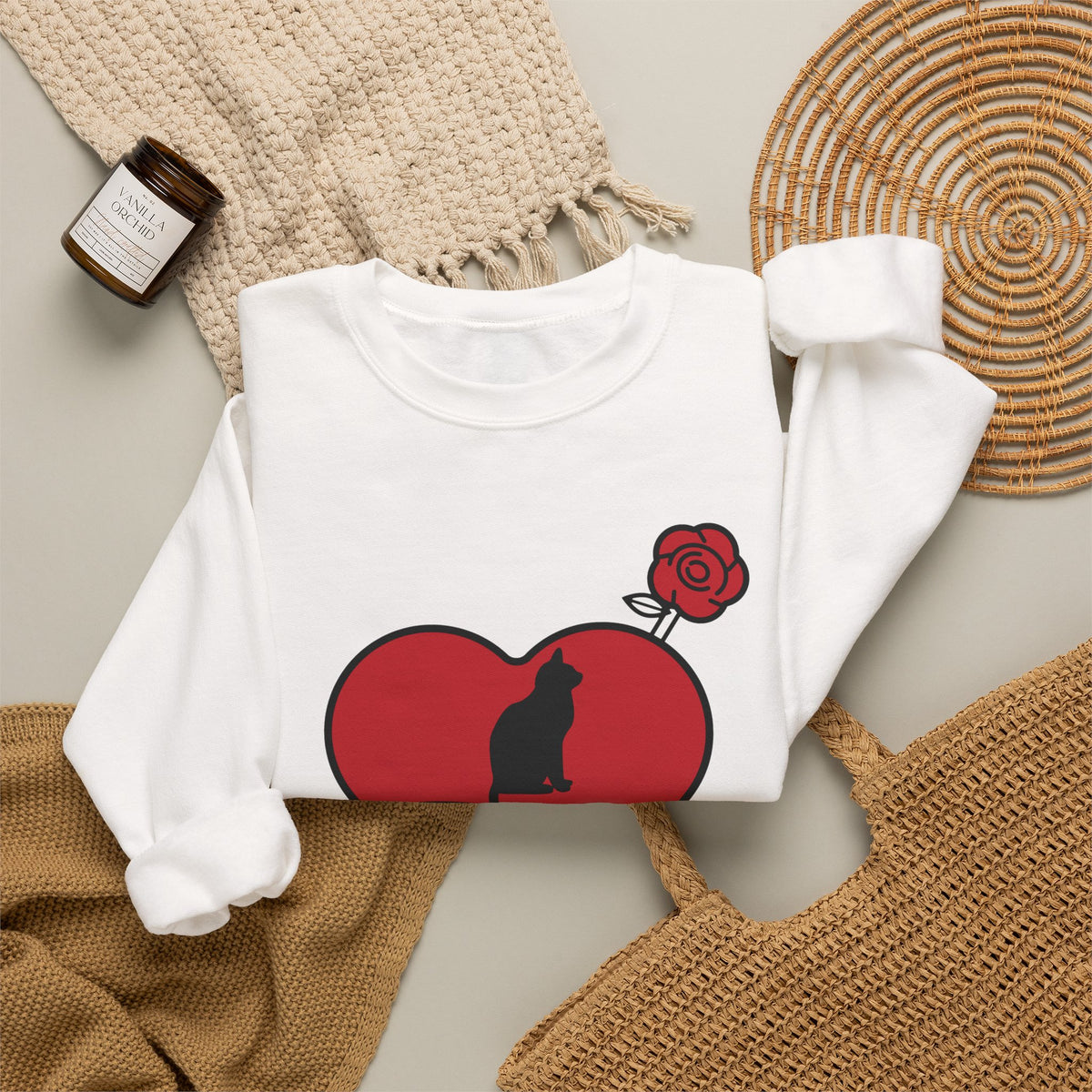 Cat Mom Tattoo Flash Crewneck Sweatshirt