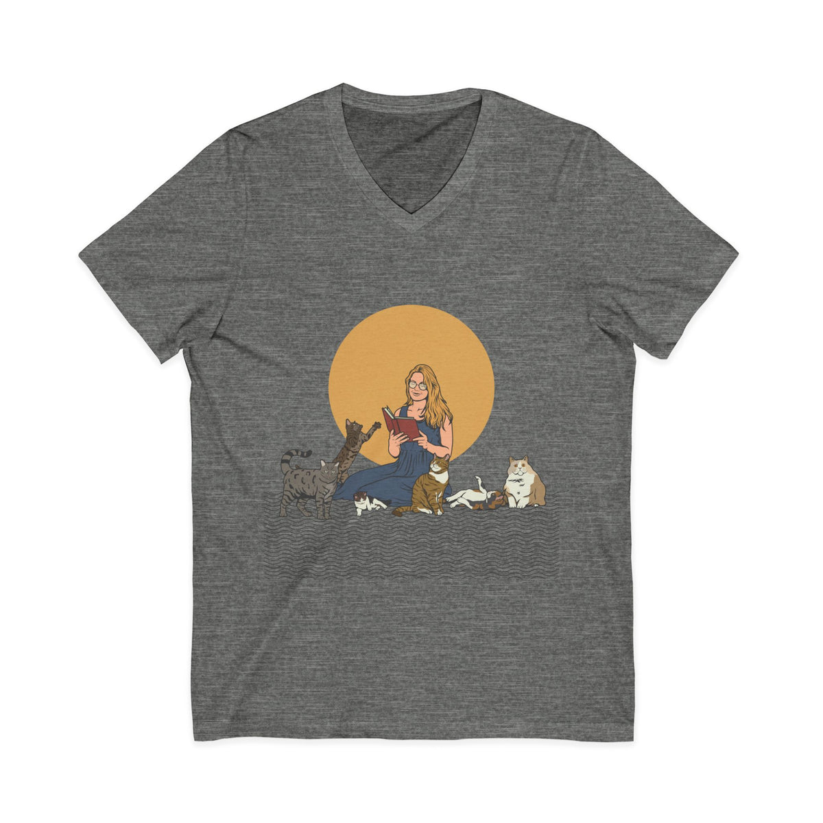 Cat Lady Blonde - Unisex Jersey Short Sleeve V-Neck Tee
